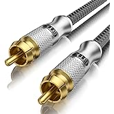 EMK RCA Cable Subwoofer Cable Audio Cables Coaxial Male Rca to Cinch (2m) | 75 Ohm Gold Plated Male (Double Shielded, Split T