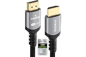Sniokco 10K 8K 4K Cable HDMI 2.1 48Gbps 4M, Certificado Cable HDMI de Alta Velocidad Aluminio, 4K@240Hz 120Hz 8K@60Hz, HDCP 2.2 y 2.3, eARC HDR Dolby Compatible con PS5/Blu-ray/Roku TV/Monitor