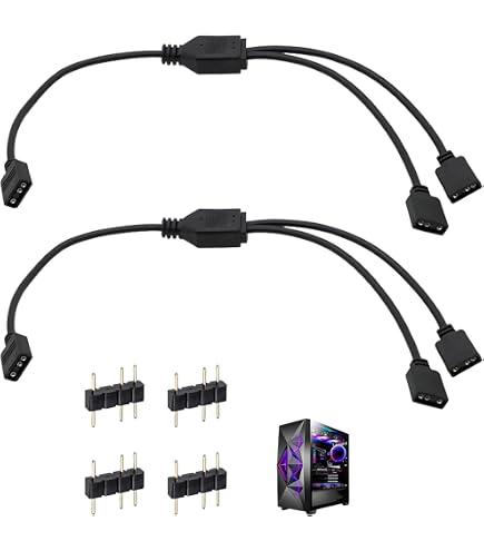 MEIRIYFA Hub répartiteur ARGB 5 V 3 broches, contrôleur de ventilateur LED 1 à 10 voies avec cordon d'extension de 50 cm/adaptateur de câble d'extension d'alimentation SATA pour ventilateur de