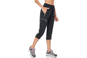 BAYGE Pantaloni da Trekking da Donna Estivi Leggeri 3/4 Pantaloni Cargo Pantaloni da Esterno Traspiranti Asciugatura Rapida Impermeabili Antivento Pantaloni Funzionali con Tasche con Zip