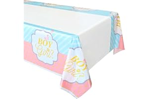 BOFYTR Gender Reveal Decoration, 220x130 Cm Table Cloths Gender Reveal Pink Blue Boys Or Girls, Party Themed Tablecover Disposable Rectangular Table Cloth Table for Baby Shower Birthday Anniversary