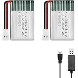 HAWK'S WORK 2 Pezzi di Batteria Lipo da 3.7 V, 300 mAh Batteria Ricaricabile ai Polimeri di Litio per Aereo RC Elicottero Dro