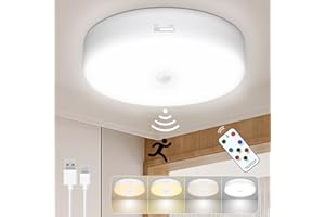 Toowell Wireless Lights Battery Operated Ceiling Lights with Remote Control, Motion Sensor Lights Rechargeable Ceiling Lights Indoor Battery Powered Ceiling Light for Bathroom Garage Shed Porch