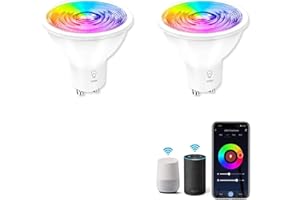 Wiby Lampadina Smart GU10 Wi-Fi 4,5W 326lm RGB + CCT 2700–6500K Dimmerabile, App Smart Life/Tuya, Compatibile con Alexa e Google Home, Lampadina Intelligente per Faretti, 2 unità
