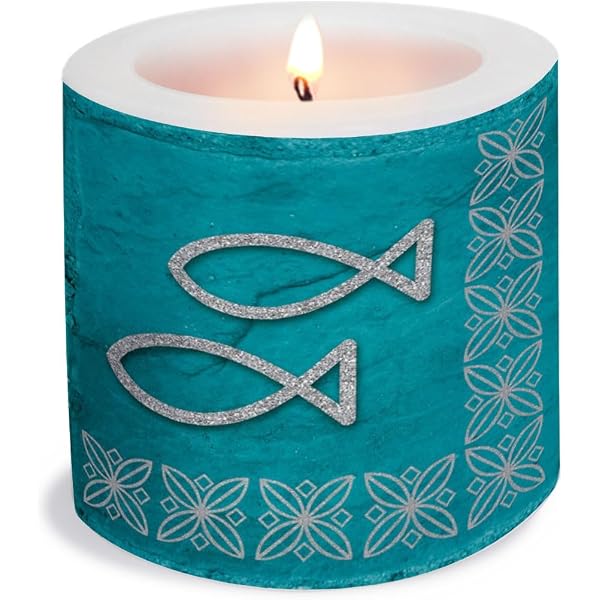 20 Servietten Modern Ichthys, Türkis – Für Taufe, Kommunion, Hochzeit (33x33cm, 3-lagig)