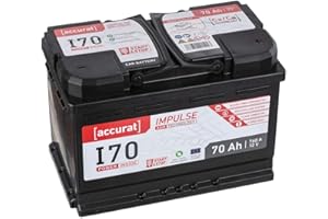 ‎ACCURAT Accurat Impuls I70 AGM Autobatterie - 12V, 70Ah, 760A, zyklenfest, wartungsfrei, 30% mehr Startleistung, Ca-Technologie - Starterbatterie, Blei-Säure Batterie, Akku für Start-Stop & Hybrid Fahrzeuge