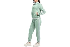 ANOTWENER Women's Striped 2-Piece Tracksuit Set, Full Zip Sweatshirt and Sweatpants, Tracksuit Outfits with Pockets
