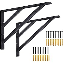 VANROUG Aanrechtbladsteunbeugels, 406x304mm Heavy Duty L-beugels, wandgemonteerde massieve plankbeugel voor steigerplank werkbladplanken bureau, maximale belasting 227kg