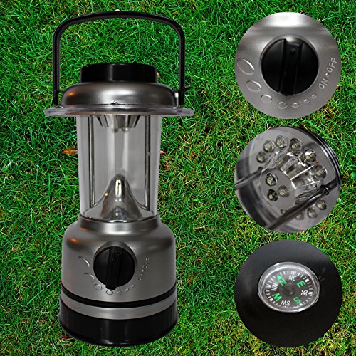 Campinglampe mit 15 LEDs – Sehr hell fürs Angeln, Jagen, Heim und Garten Leuchte mit Dimmer und Kompass von Kurtzy TM - 4