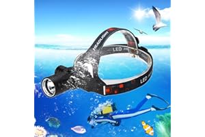 XAEIOW 6000 Lumens Diving Torch, Xaeiow IPX8 Waterproof Underwater Head Torch for Diving Hiking, Camping, Night Fishing, Repair, White
