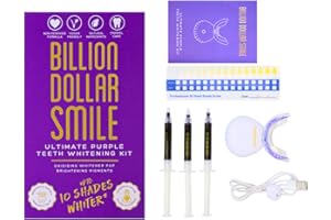 Billion Dollar Smile LED Teeth Whitening Kit - Ultimate Purple Pap Peroxide Free Teeth Whitening Solution - Fast Results Up to 10 Shades Lighter (Complete Kit)