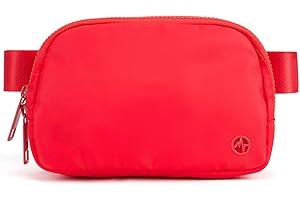 Pander Double Zipper Fanny Pack Nylon Everywhere Belt Bag, Fashion Waist Packs for Women with Adjustable Strap, 1L. (Red)