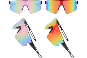 BDSHUNBF 2 Pcs Cycling Glasses,Sports Polarized Sunglasses,Polarized Cycling Sunglasses for Men Women,Polarised Sun Glasses UV400 Protection Ski Goggles Outdoor Bicycle Motorbike Driving,Pink,Red