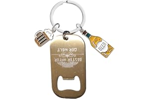HCHES Flaschenöffner Personalisiert Schlüsselanhänger mit Gravur, Bier Geschenke für Männer Opas den Besten Papa der Welt - Ideal Bierthemen Vatertagsgeschenk Geburtstagsgeschenk