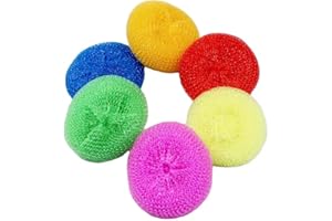 MLEHN 6 almohadillas de estropajo, estropajos redondos de plástico, estropajos para platos, estropajos premium antiarañazos