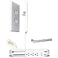 Sleek Socket Ultra-Thin Pet Proofing Outlet Cover with 3 Outlet Power Strip and Protective Cord Cover Kit, 8-Foot, Universal Size (New Version)