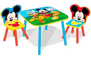 Disney Mickey Mouse Kids Table and 2 Chair Set by HelloHome,Red,63x63x45 cm