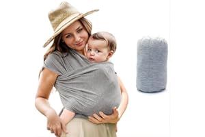 AXVRAV Tragetuch Baby Neugeboren, Kleinkind All-in-1 Stretchy Wrap Carrier, Premium Babytragetuch Wickeltuch, Wrap Trage Babyausstattung, Baby Sling, Baby Tragetuch für Neugeborene & Kleinkind Baby (Grau)
