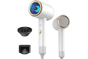 OSKUGLIN Sèche-cheveux, Ionique 2400W Silencieux et Puissant, Séchage Rapide avec Fonction Froid/Chaud, Avec Bouton Chaud/Froid Pour Femmes/Hommes Concentrateurs & Diffuseur (Blanc)