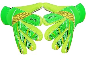 Jalunth Gants de Gardien But Enfant Jeune Junior avec Protections des Paume en Latex Antiderapant et Dos Main PU Convient Entrainement et Compétition Gant de Foot Gardien pour Garcon Fille Garçons