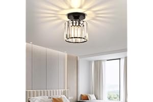 ZYDTRIP Crystal Chandelier, Modern Crystal Ceiling Light, Ceiling Light for Hallway, Bedroom, Kitchen, Restaurant (Black Crystal Lamp)