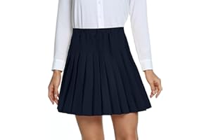 EXCHIC Donne College Stile Alta Vita Mini Pieghe Gonna Elastico Vita A-Line Scozzese Gonne con Breve Pantaloni