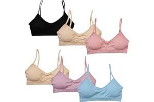 POWER FLOWER Confezione da 6 Reggiseno da Addestramento Seamless Back to School con Cuscinetti Rimovibili Top con Spalline lusinghiero punteggiato Multicolore per 8-14 Anni