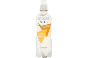 Get More Vits - Sports Recovery & Hydrating Orange Flavoured Spring Water (12 x 500ml), Electrolytes, B Vitamins, Sugar-Free, Low-Calorie, Boosts Energy, Natural Flavours, Vegetarian, Vegan