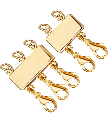 4 Fermoirs Collier Multirangs - Connecteur Séparateur Anti-enchevêtrement Pour 2 Ou 3 Colliers - Doré Et Argenté