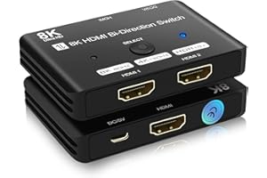STEETEK 8K HDMI Switch 2 In 1 Out,HDMI 2.1 Switch 8K@60Hz 4K@120Hz,Utra HD Bidirektionaler HDMI Splitter(Singal Displayoder HDMI Switch 2 in 1 Out,High Speed 48Gbps,Button Switch