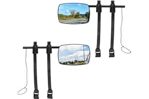 QWORK® 2 Pièces Rétroviseurs Caravane Universels, Rétroviseurs de Caravane Réglables avec Pinces, Compatibles avec SUV, Camping-cars, Camions, Remorques, Fourgonnettes