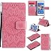Produktbild Lonchee Sony Xperia M2 / M2 Leder Wallet Tasche Brieftasche Schutzhülle , Sonnenblumen geprägten Muster Design Hochwertige PU Leder Folio Tasche Case Hülle im Bookstyle mit Standfunktion Kredit Kartenfächer (rosa)