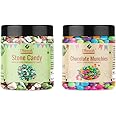 Dhawak Combo Pack of Stone Candy/Rock Candy 400 gms and Gems Chocolate Munchies 400 gms Total 800 gms [Jar Pack]