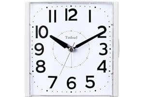 Tinload Analog Seniorenwecker mit Nachtlicht, 4.7 Zoll großes Zifferblatt, Tischuhr mit Schlummerfunktion, laut, ansteigendem 3-stufigem Glockenton, Batteriebetrieben