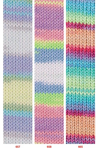 Katia – Candy- Babywolle Fb. 665 bunt 50 g = 180 Meter, Nadelstärke 2,5 – 3 - 3