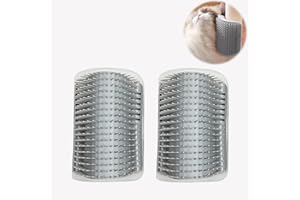 AONAYO Lot de 2 brosses pour chat - Brosse d'angle mural douce - Herbe à chat inclus - Poils longs et courts adaptés - Massage