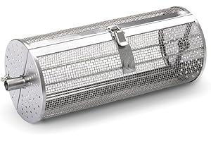 Grillfürst Cestello Universale per girarrosto, Rotondo - Cestello per girarrosto, cestello per girarrosto in Acciaio Inox, cestello per Grill a Gas, Dimensioni complessive: 38 x 13,8 cm