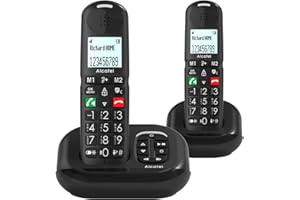 ALCATEL XL685 Voice Duo - Téléphone Fixe sans Fil DECT Senior Format XL avec Répondeur - Écran Haute Lisibilité - Grandes Touches - Audio Boost - Mains Libres - Blocage des Appels - 2 Combinés - Noir