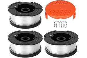 CKCSHI 3pcs Spool Trimmer Spool & Line Compatible with Black Decker Replace AF-100 ST5530-GB GLC3630L20-GB STC1820PC-GB BESTA530-GB BESTA525-GB (With 1 Cap,1 Spring)