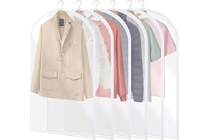 FAGENY Suit bags 6 Pack, Moth Proof Coat Bag with Side Zipper PEVA Translucent Dress Cover Waterproof Anti-mite Breathable Suit Protector(6 pcs 60 * 100cm)
