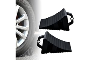 GOEDCH Cuneo con impugnatura: 2 pezzi Nero antiscivolo Portatile Cunei per rimorchio, 20x12x11cm Cuneo in plastica per ruota Cuneo freno, Cunei per roulotte, Cunei freno per rimorchio per il