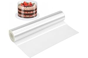 PDKKFF 15 m tårtkantfolie 20 cm hög, tårtfolie transparent, acetatfolie | Tårtring folie återanvändbar, acetat kakremsor, tårtor tillbehör för tårta choklad mousse tårta dessertringar