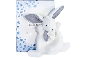 Doudou et Compagnie - Mini Kuscheltier Hase – Happy Glossy – Grau – 17 cm – Happy Doudou – DC3885