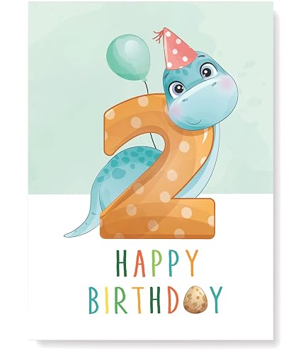 Old English Co. Geburtstagskarte Zum 4. Geburtstag – Violetter Dinosaurier, Für Jungen & Mädchen, Mit Leerer Innenseite