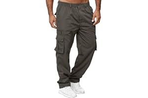 MJGkhiy Pantaloni Cargo Uomo Pantaloni da Lavoro con Tasche Laterali Pantalone Uomo Lunghi Casual Sport Pantalone Tasconato Multitasche Elastica Street Pantaloni Militari Cargo Pants Tattici