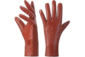 Harssidanzar Guanti invernali da donna in pelle Fodera in caldo cashmere Touch screen Finitura vintage GL017EU