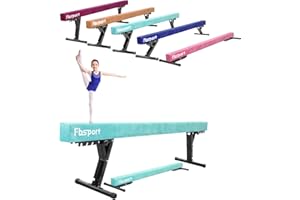 FBSPORT Adjustable Gymnastic Balance Beam 244CM,5 heights Adjustable High and Low Level Floor Beam Highly Stable Gym Practice Training Equipment for Kids