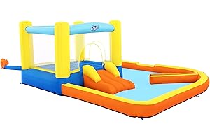 BESTWAY - Plac zabaw z trampoliną i brodzikiem - 53381 - Pomarańczowy - Beach Bounce - Plastik - 365 cm x 340 cm - Gra na świeżym powietrzu - Trampolina - Basen - Od 3 lat