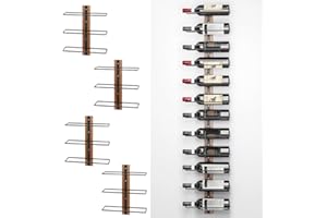 Shally Dogan Stand Portabottiglie da Muro per Vino con Scomparti Porta Bottiglie, Cantinetta a Parete, Supporto Montaggio Creativo Industrial, Angolo Bar per Cucina, Sala Pranzo, Cantina (4 Pezzi)