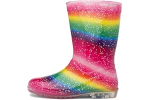 Shoe Zone - Girls Multi Rainbow Glitter Welly